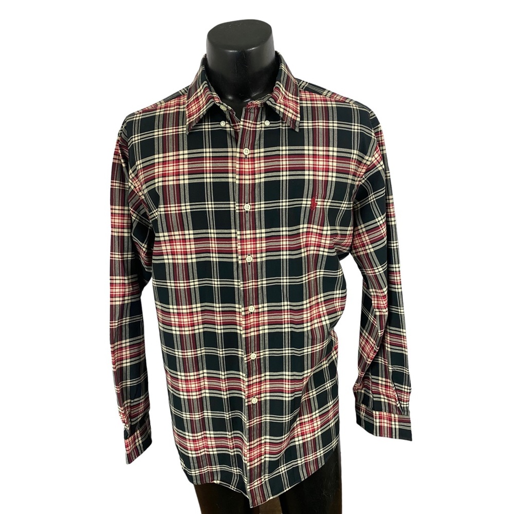 Polo Ralph Lauren Mens Button Down Shirt Plaid Black Red Beige Classic F…